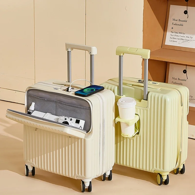 

18/20 Inch Boarding Case Travel Suitcase Front Opening Rolling Luggage Large Capacity Trunk Fashion Small Password Trolley Case