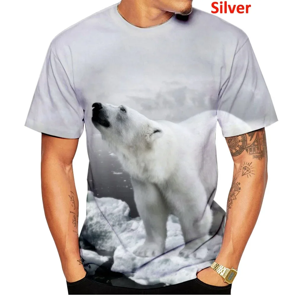 Nowa letnia koszulka 3d Animal Polar Bear Fashion Casual Funny Men Women z krótkim rękawem Harajuku T Shirt