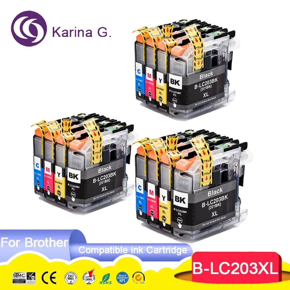 

LC201 LC203 LC203 Compatibel Ink Cartridge For Brother MFC-J885DW J460DW J480DW J485DW J680DW J880DW Printer