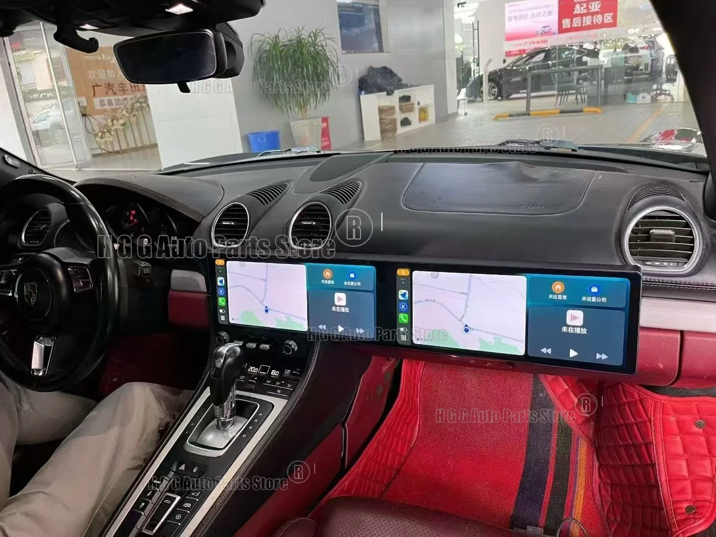 RHD 24.6inch Android Car Radio For Porsche 718 Boxster 2016-2023 Dual Screen GPS Navi Stereo Multimedia Passenger Player CarPlay