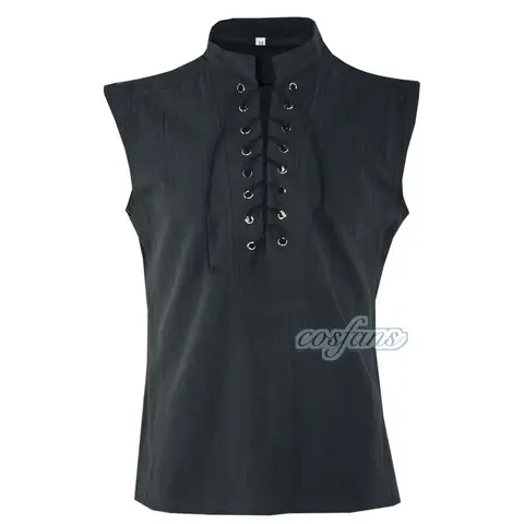 Vuxna män medeltida renässanskrigare riddardräkt mantel skjorta toppar ärmlös Cos Tabard överrock manlig tunika plusstorlek S-2XL 10 best sales medeltida tunika för män - №5