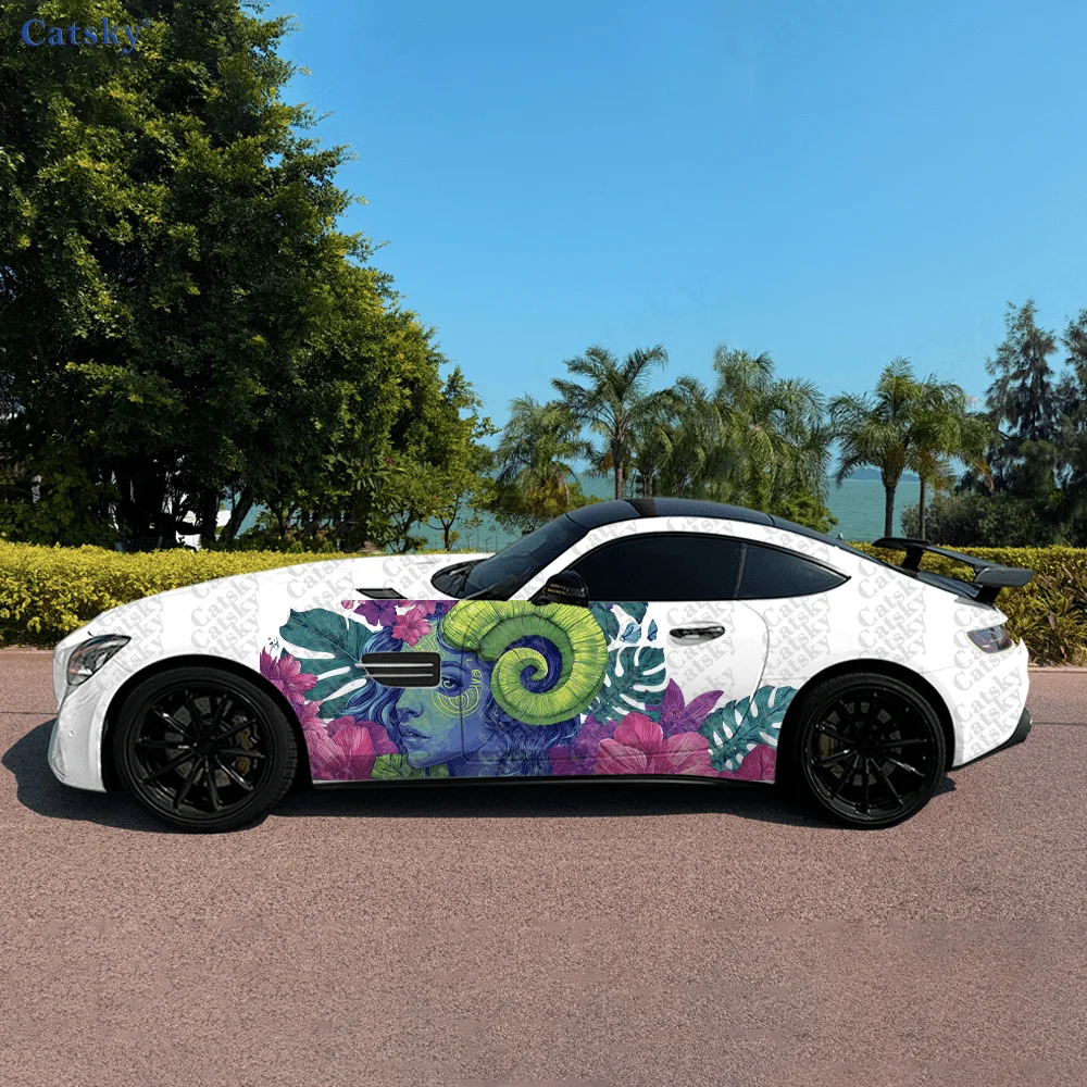 

2 шт. неоновый флуоресцентный рог, женская автомобильная виниловая пленка, водонепроницаемая боковая наклейка из ПВХ для автомобиля, самоклеящиеся устойчивые к царапинам наклейки