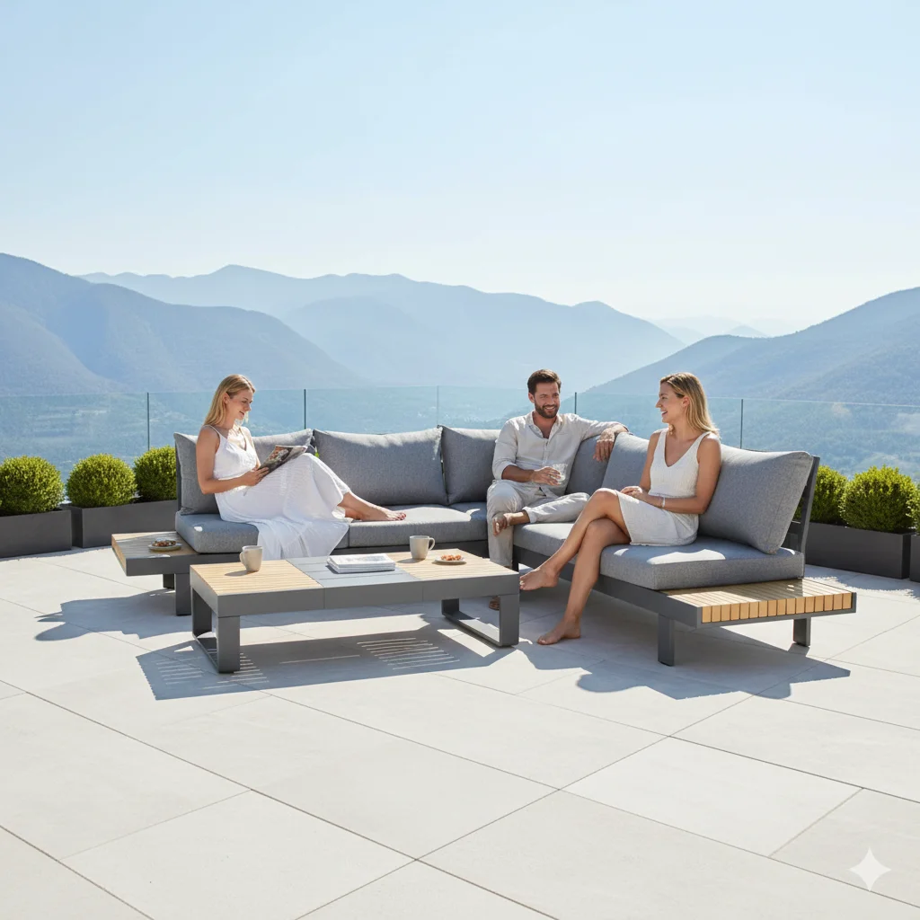 Corner sofa set outdoor aluminum 4-piece waterproof villa park apartment modern design garden terrace combination sofa