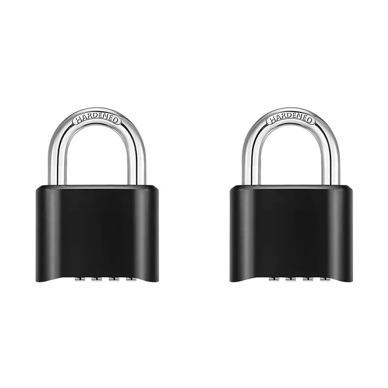 AA08-2X 4-Digit Combination Lock Outdoor Padlock Waterproof Combo Lock For Gym Locker, Hasp Storage, Shed, Fence, Gate Black