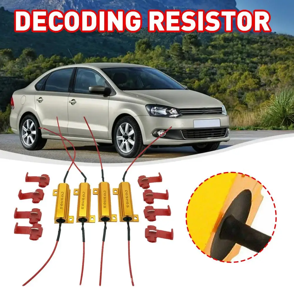 2PCS/4PCS 50W 6 Ohm LED Load Resistor for Turn Signal Light Fix Hyper Flash Decoder Aluminum Gold Shell Indicator Bulbs Relay