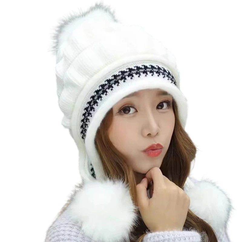 Trendy Winter Princess Design Earflap Hat With Durable Polyester Fabric