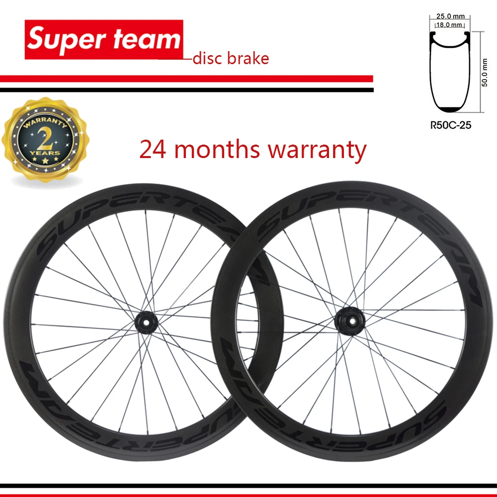 

SUPERTEAM Disc Brake 50mm Carbon Wheelset 3K Matte Bicycle Wheels Road Disc Brake Bike Carbon Wheels 700C Clincher