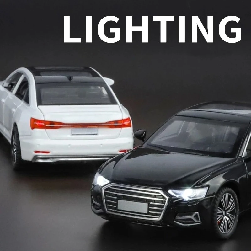 Model samochodu Audi A6 w skali 1:32, odlewany z metalu, miniaturowy, z dźwiękiem i światłem, napęd na sprężynę, zabawka dla dzieci, pojazd, prezent.