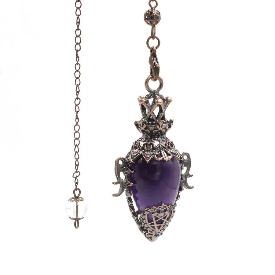 Kristall Quarz Pendel zum Wünscheln Weissagung große Naturstein Anhänger Pendel Amethyste rosa Quarz rosenquarz tigerauge opal Obsidian Pendel edelstein anhänger heilsteine amulett edelsteine