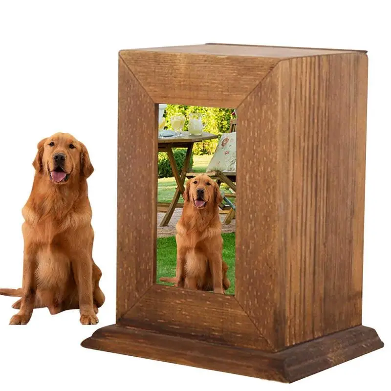 Pet Cremation Wood Urns Memorial Urns For Cat Ashes Funeral Cremation Urns With Photo Frame Memorial Keepsake Remembrance Gift