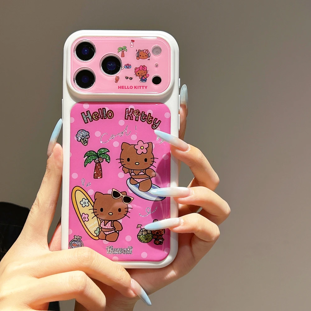 Fashion Cute Cartoon Sanrio Hello Kittty Summer Beach bikini Phone Case For iPhone 17 Pro 16 15  Pro Max Shockproof Hard Cover