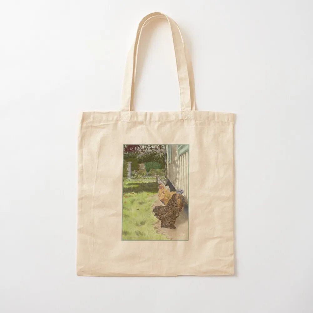 

Chickens aquarelle and crayon painting Tote Bag Canvas handbag