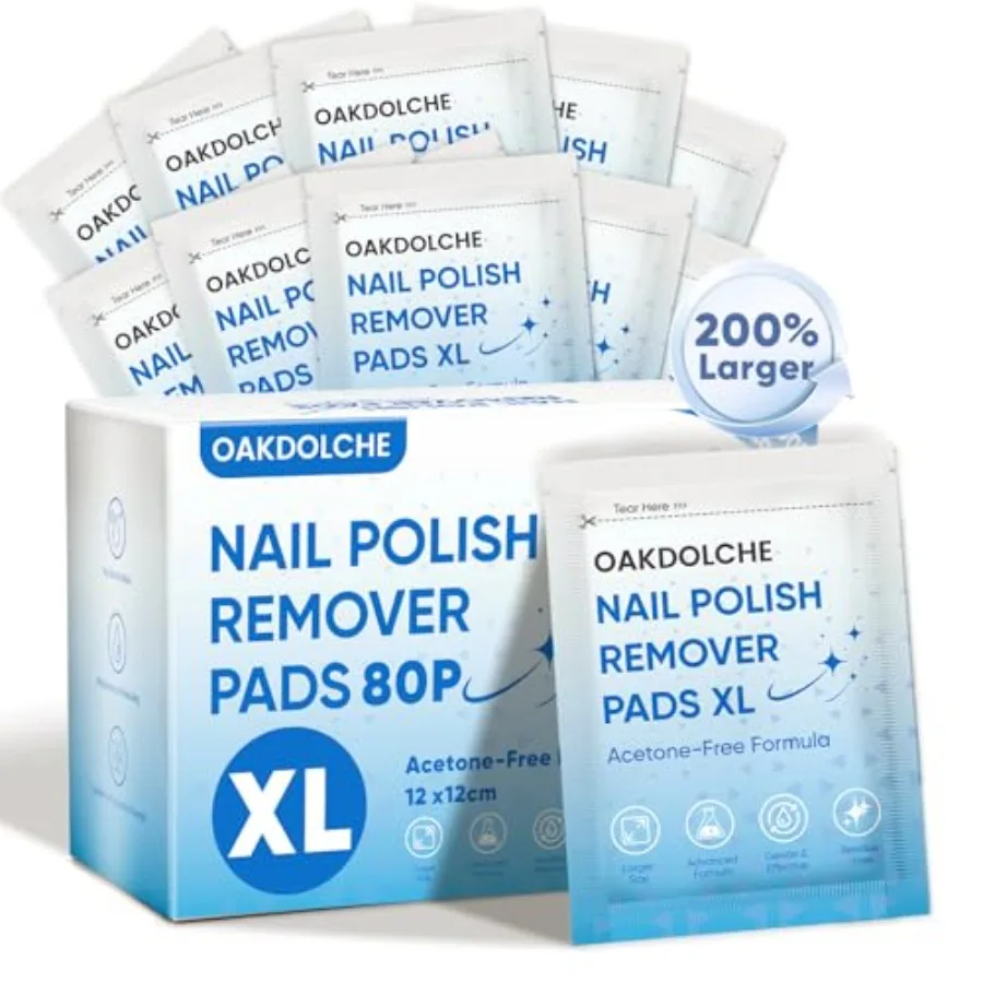 

Extra Large Nail Polish Remover Pads 12×12cm,Acetone-free Nail Polish Remover Wipes, Easily and Quickly, Professional Individua