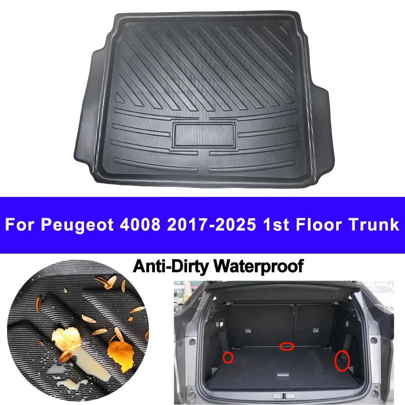 Car Auto Rear Boot Cargo Liner Tray Trunk Mat Cushion for Peugeot 4008 2017 - 2025 First Floor Trunk Pad Anti-dirty Anti-water