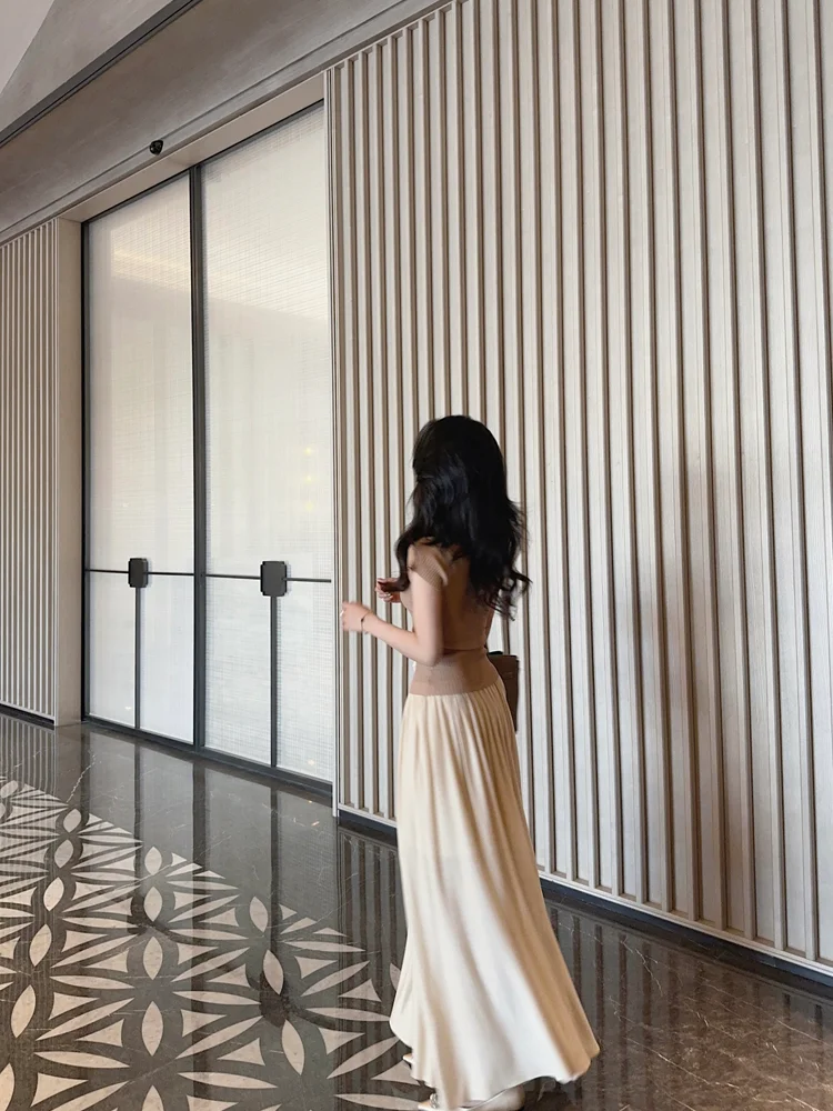 

Ele Gentle длинная юбка, женская мягкая полупрозрачная шелковая юбка-миди трапециевидной формы, лето 2024, хлопково-марлевая юбка