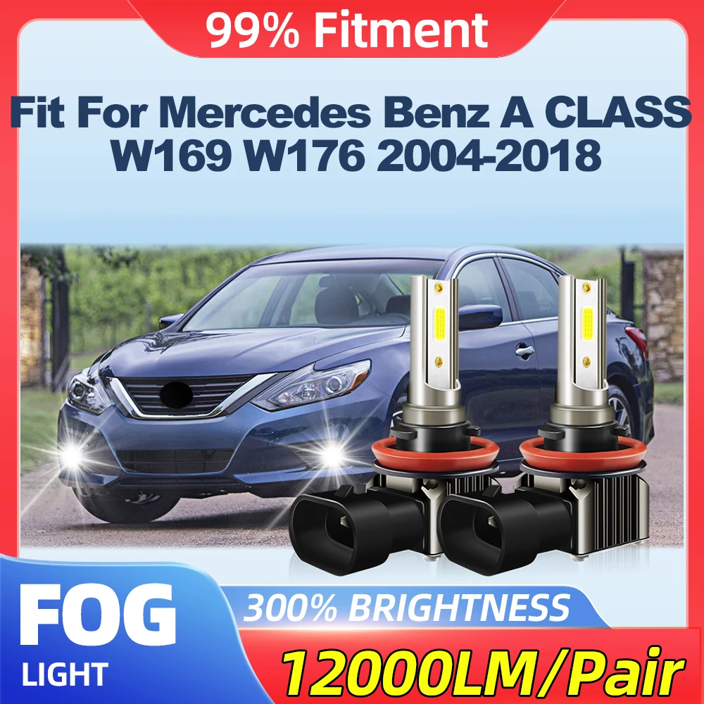 

Fit For Mercedes Benz A CLASS W169 W176 2004-2016 2017 2018 100W Auto Fog Lights 12000LM Fog Lamps 12V 6000K Plug And Play