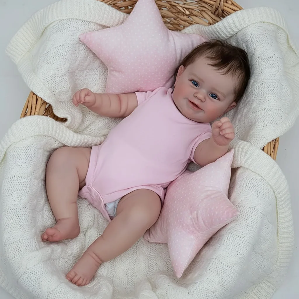 Bambola da bambina rinata realistica da 18 pollici, corpo intero, vinile morbido, neonato con ciuccio e bottiglia per capelli con viso realistico