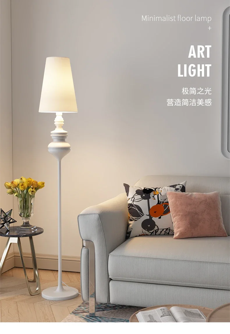 

Post-Modern Spanish Guardian Floor Lamp Living Room Sofa next to American Design Sense Bedroom Bedside Vertical Table Lamp