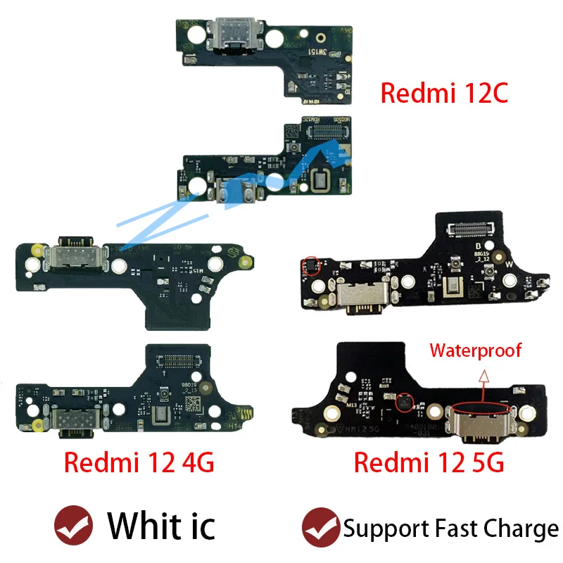 For Xiaomi Redmi 12C Redmi 12 4G redmi 12 5G USB Charging Dock Connector Port Board Flex Cable Repair Parts