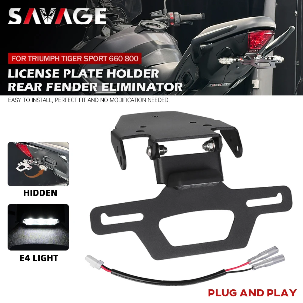 

For Tiger Sport 660 800 Motorcycle Folding License Plate Holder Tail Tidy Frame Rear Fender Eliminator CNC Number Plate Bracket