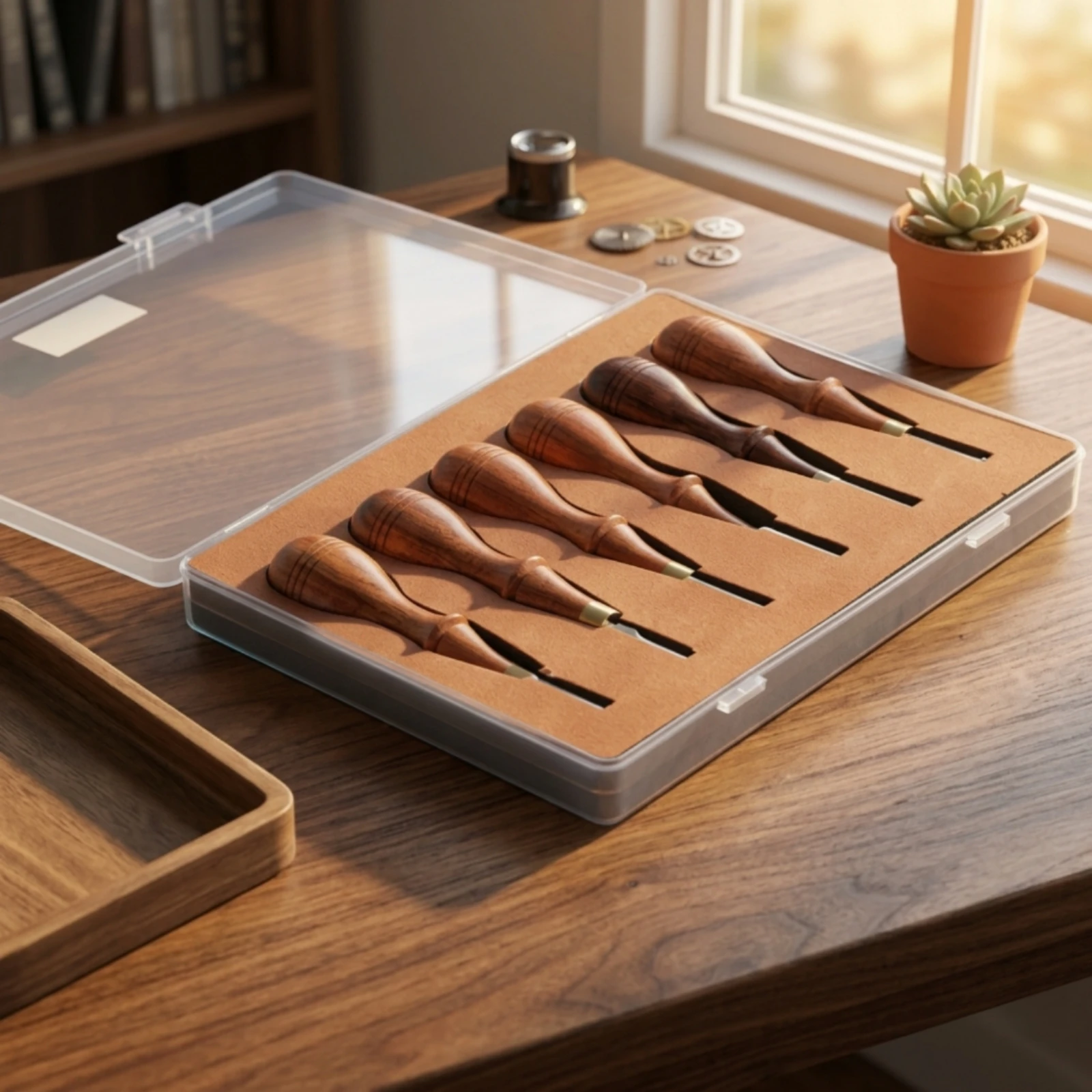 6 Pieces Watch Repair Pry Set Easy to Use Wooden Handle Watch Case Opening Tool