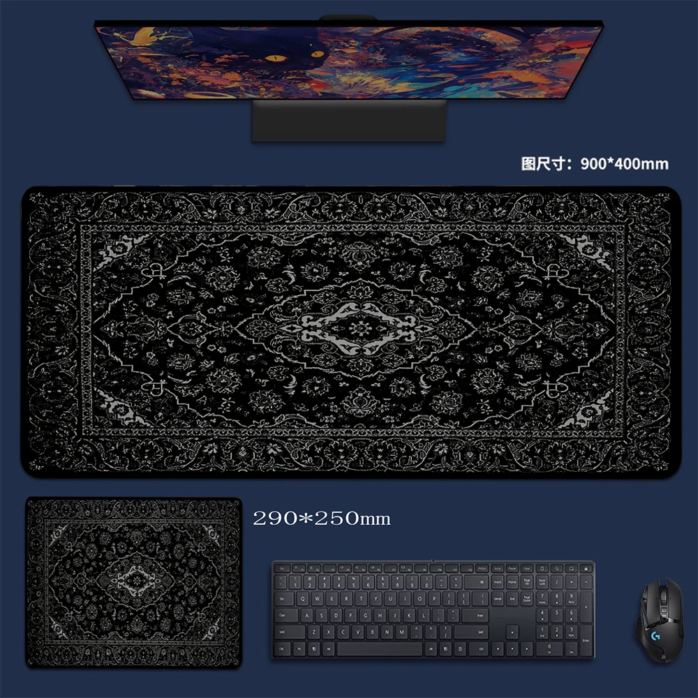 Black Persian Carpet Gaming Accessories Mouse Pad Computer Desk Xxl Mouse Mat Large Mousepad Mice Extra Large for Bears Pc