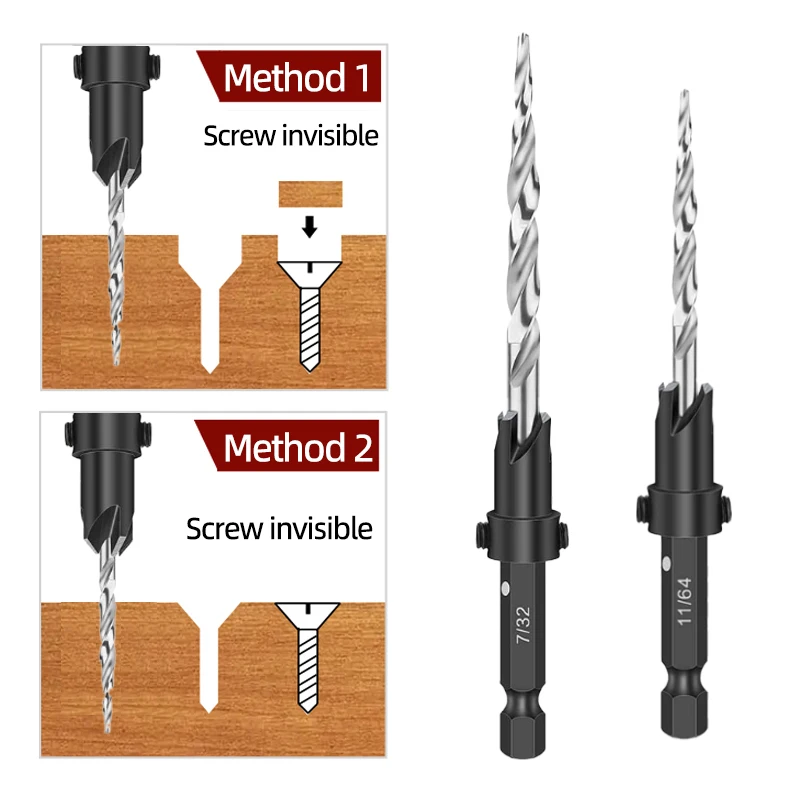 High Speed Steel Hex Shank Taper Drill Counter Sink Holes Drilled Carpenter Countersink Bit Reaming Drill