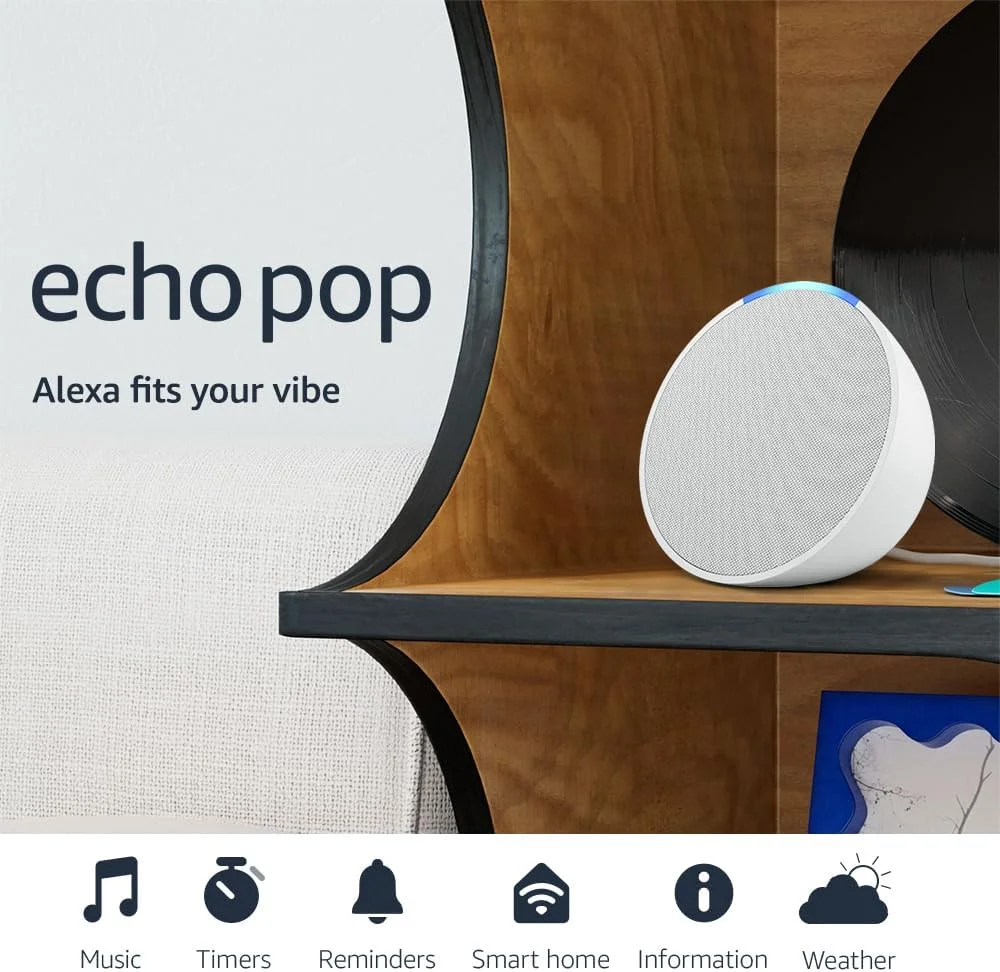 Amzon Echo Pop، وحدات تحكم منزلية للموسيقى الأصلية ومكبر الصوت الذكي مع Alexa All Colors