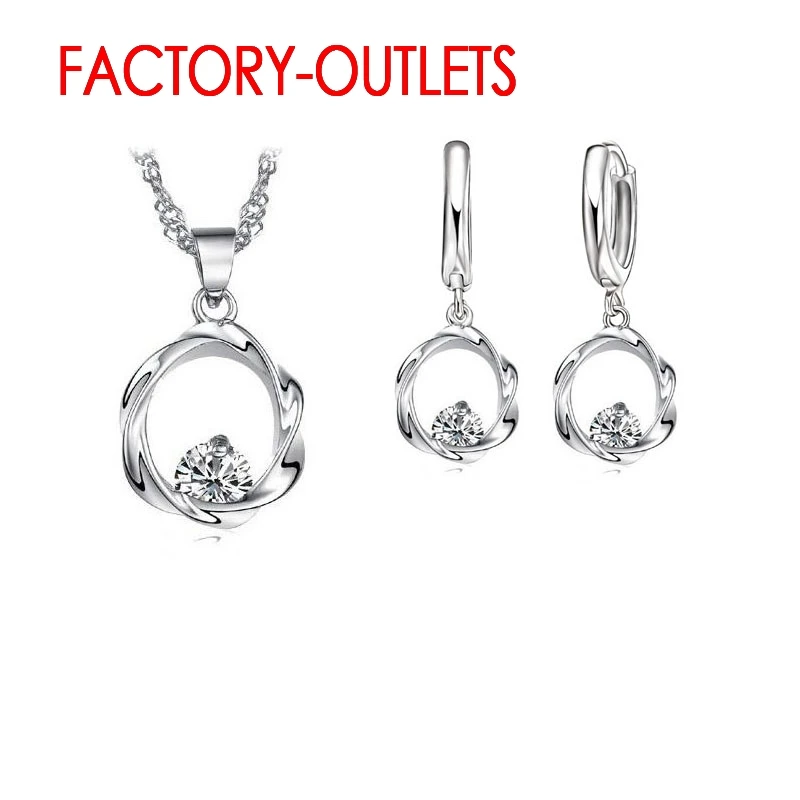 

Genuine 925 Sterling Silver Bridal Jewelry Sets Classic Round CZ Cubic Zirconia Women Girls Engagement Anniversary Wholesale