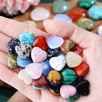 7 Pcs Mini Crystal Heart Stone Sculpture Decor Carved  Polished Cute Heart Stones Reiki Healing Chakras Meditation