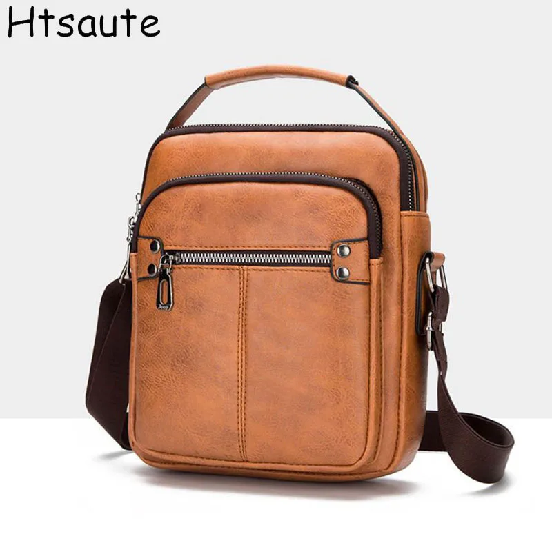 Bolsa Crossbody de couro artificial para homens, bolsas de ombro, bolsas com zíper, grande capacidade, sacolas masculinas do mensageiro