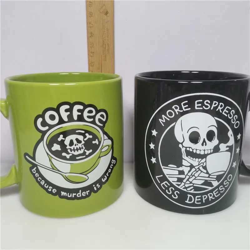 

Большие персонализированные кружки для офиса с иллюстрацией кофе и черепа, модные брендовые чашки без крышки