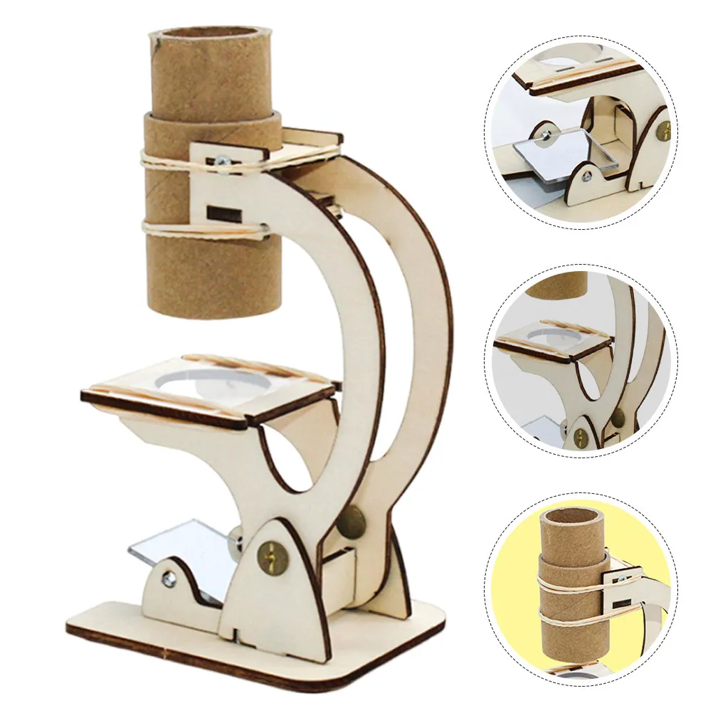 

Wooden DIY Microscope Engineering Science Set Exploration Educational Kit for Kids Age 8 to 14 Toddler Science