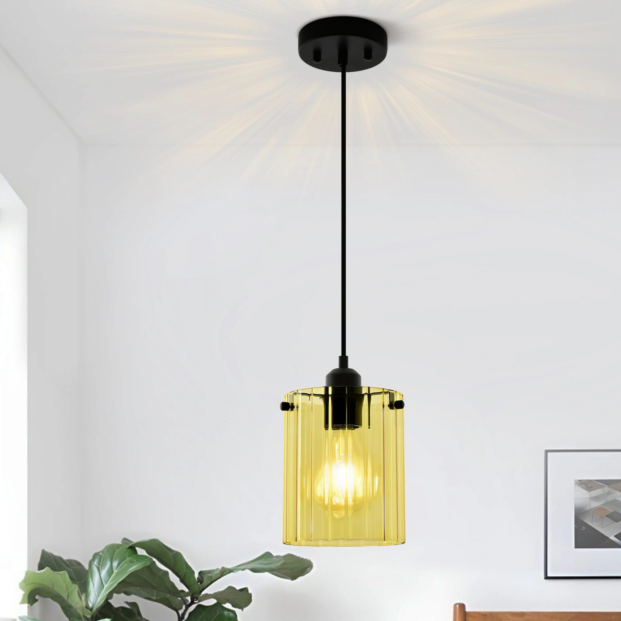 Modern Pendant Light, Glass Pendant Kitchen Island Light Hanging Ceiling Light Fixture For Dining Room Hallway Living Room