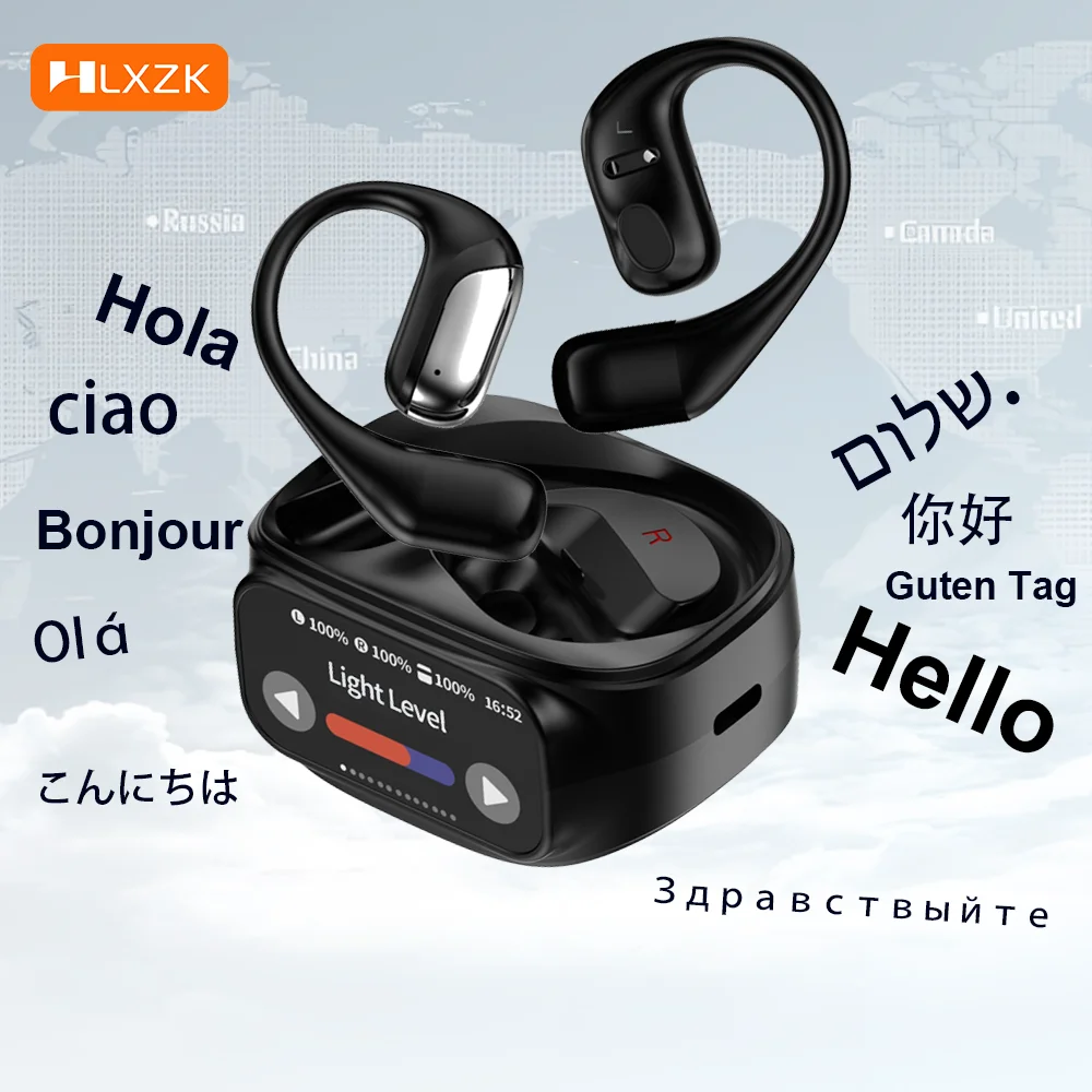 

Наушники с искусственным интеллектом, Bluetooth 5,4 OWS, спортивные беспроводные наушники, сенсорный ЖК-экран, водонепроницаемые музыкальные гарнитуры IPX6 с низкой задержкой