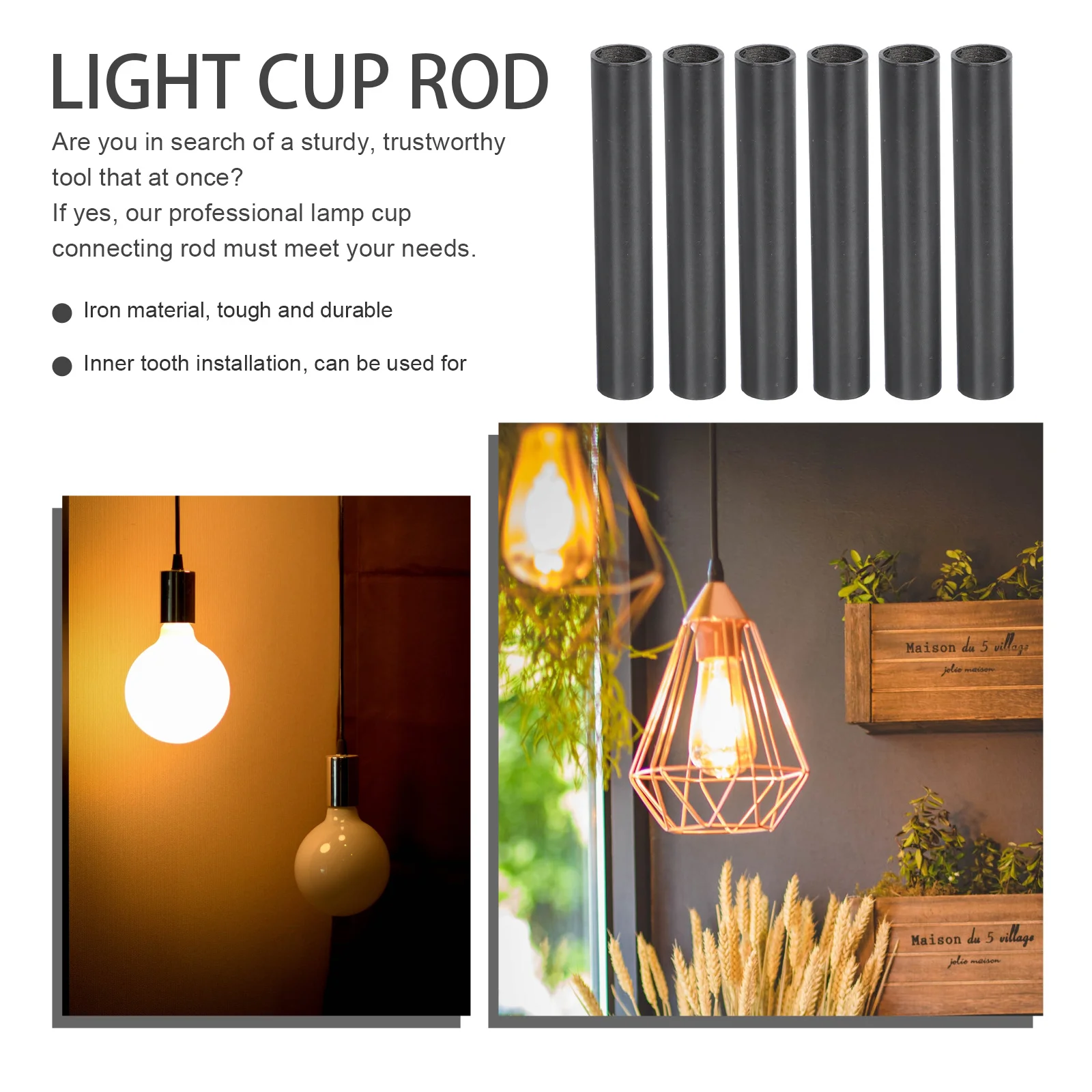 

6pcs Light Cup Connector Iron Screw Rod Extension For Chandelier Lamp Diy Home Decor Pendant Holder Led Bulb Accessory
