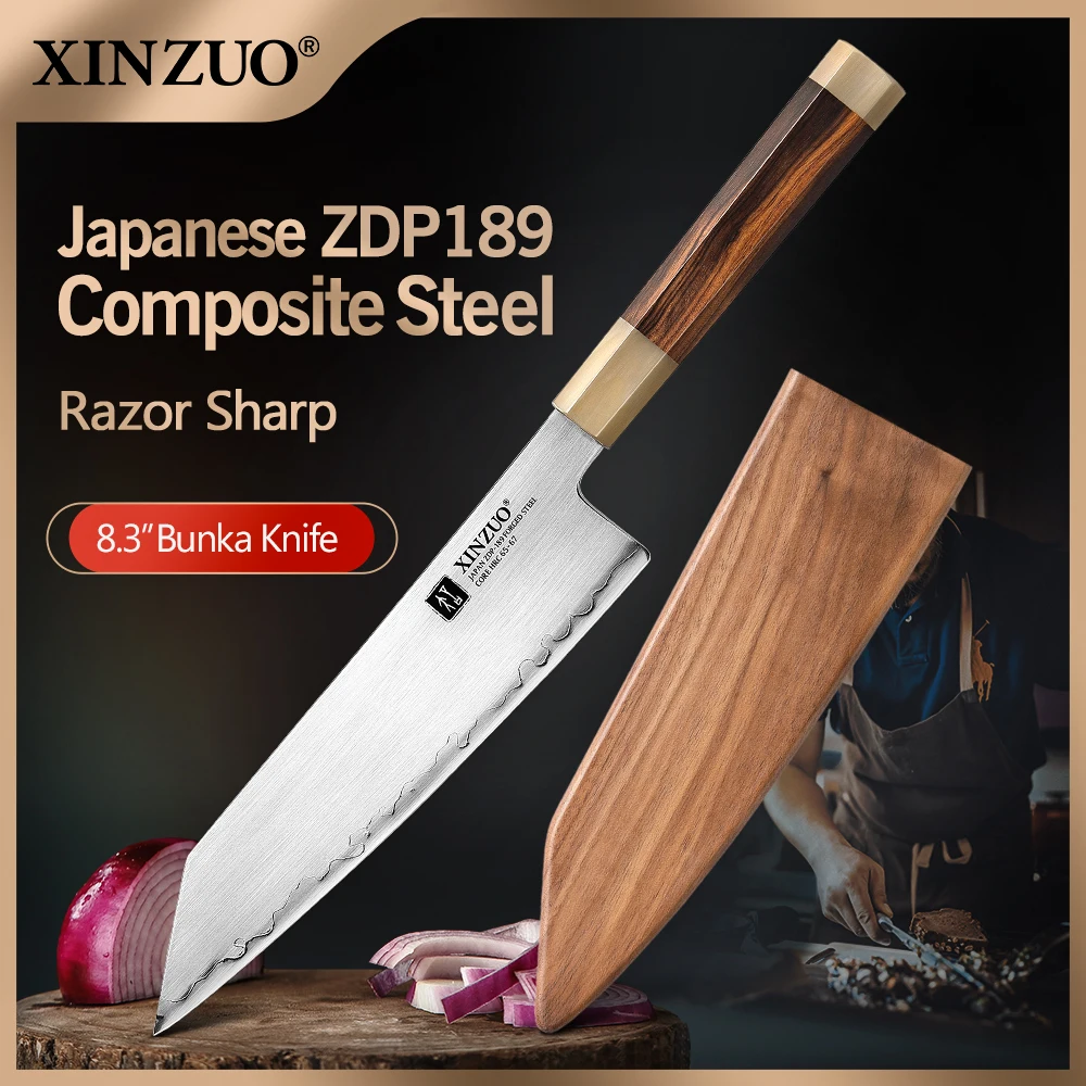 

XINZUO 8,3-дюймовый нож Кирицуке с деревянной подарочной коробкой, кованая японская мощность ZDP-189, высококачественный кухонный инструмент премиум-класса, новый