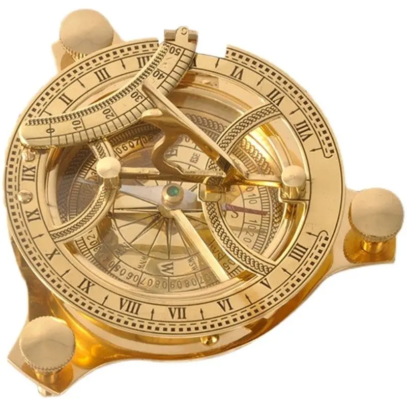 

Brass sundial compass retro outdoor portable mini compass ornament