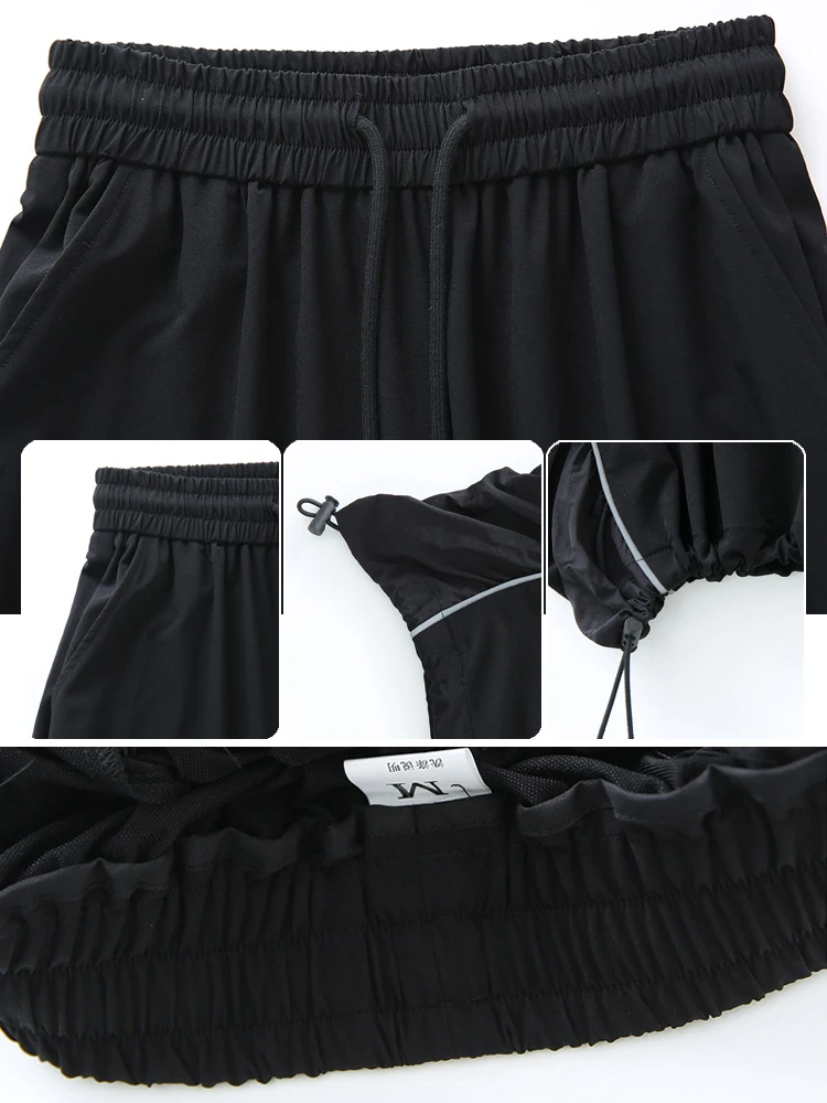 Casual Hiphop Sweatpants Reflective Striped Loose Jazz Pants Female 2025 New Couple Black Pants Korean Fashion Street Pants