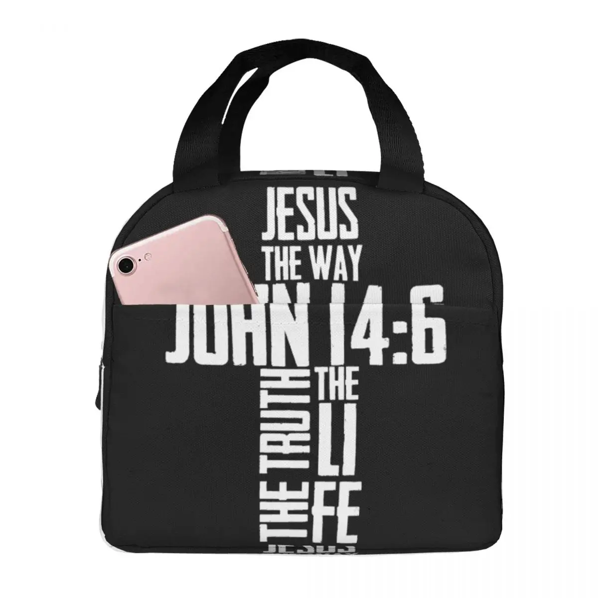 

Christian Bible Verse Jesus The Way John 14-6 Lunch Bag Unisex Portable Cooler Insulated Lunch Box Food Bento Box