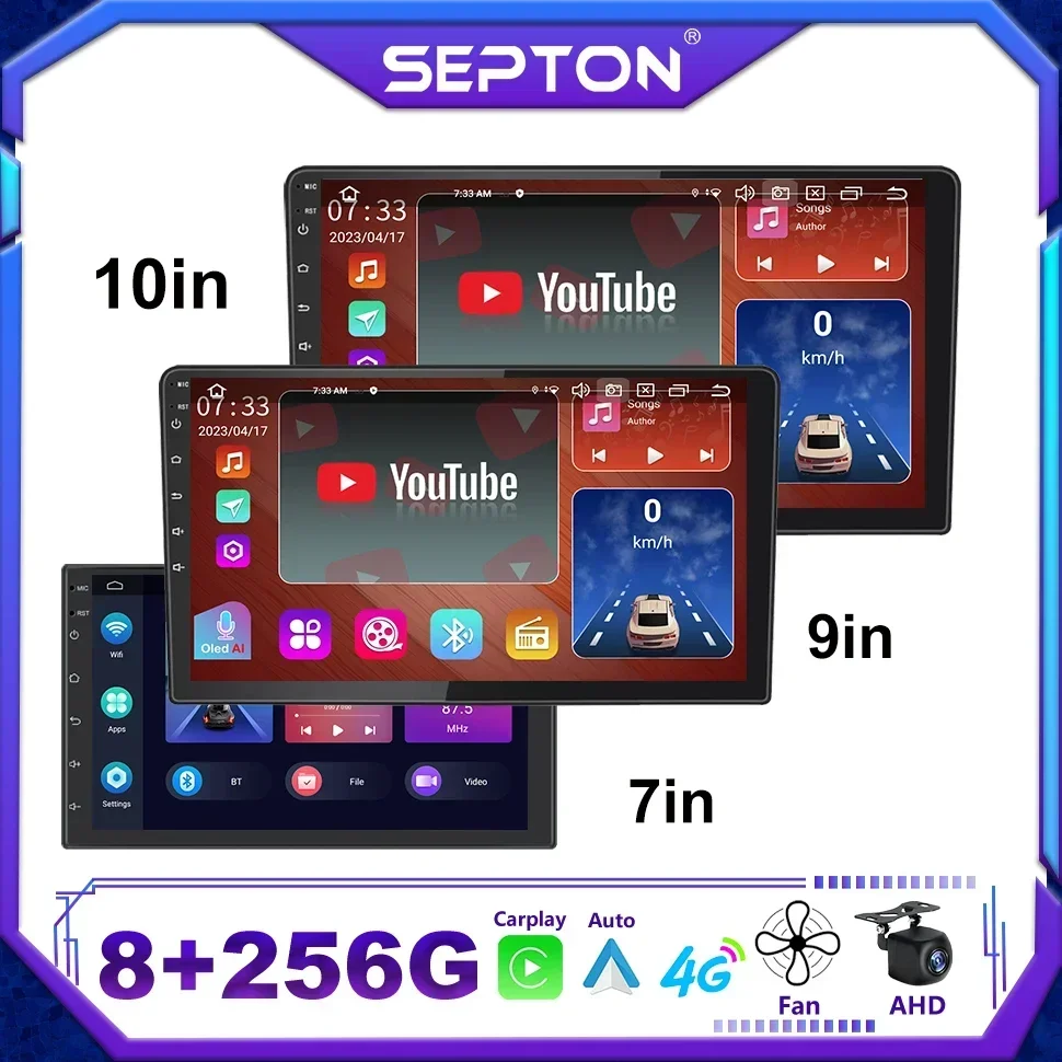 

SEPTON Android 12 Universal 7 9 10 inch Multimedia Stereo Touch screen Car Radio for Volkswagen Nissan Hyundai Kia Toyota Kia