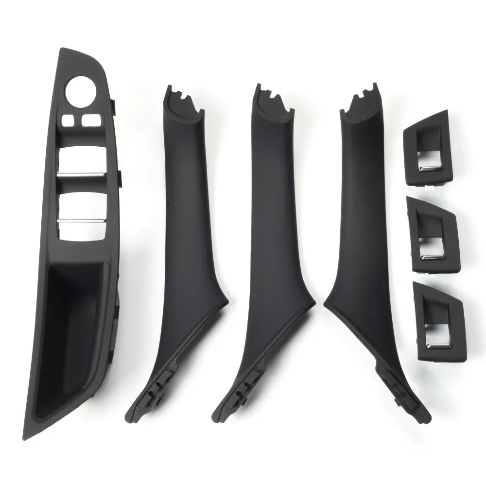 Manija de puerta Interior de coche de fibra de carbono negra LHD/RHD, apta para BMW serie 5, F10, F11, 520d, 525d, 530d, 535i, cubierta