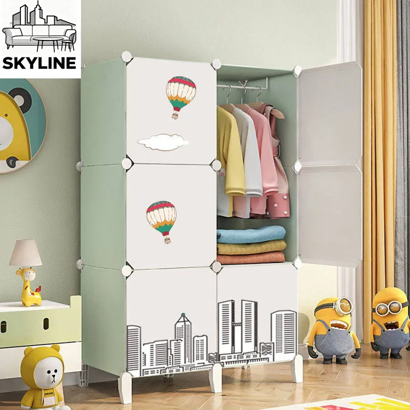 Modern Open Plastic Wardrobe With Divider, Stylish Display Storage Organizer For Bedroom & Hotel
