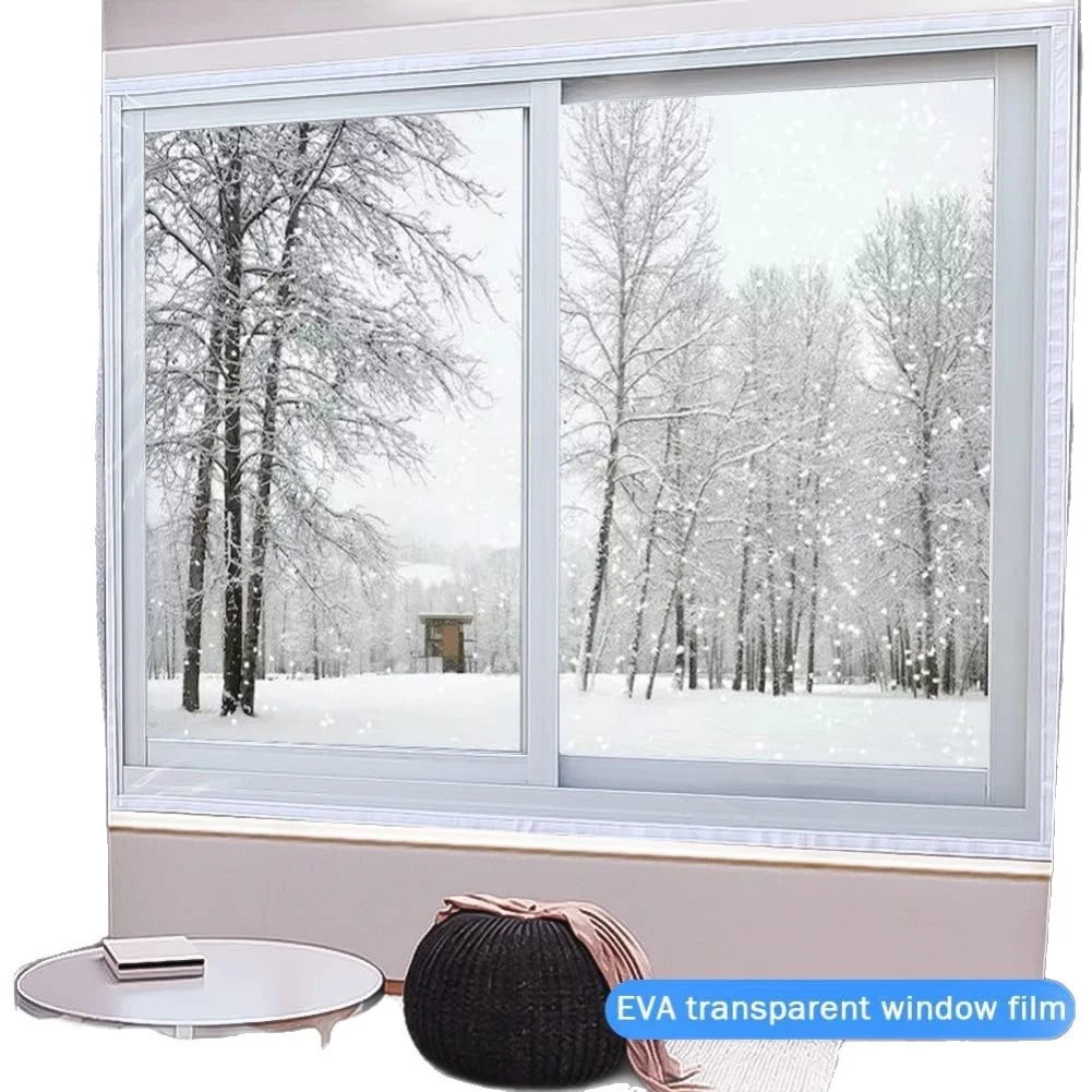 Transparent PE curtains for winter window insulation attic cover waterproof reduce heat loss and keep indoor warm