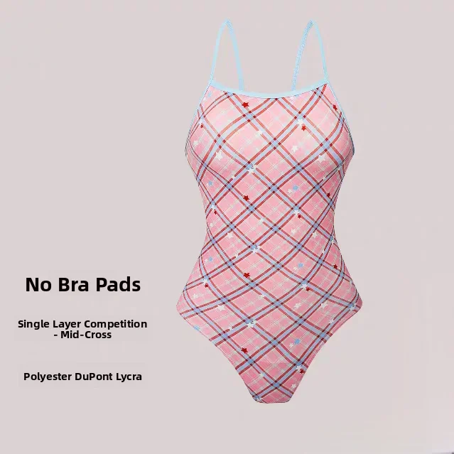 2026 New Sakura Star Pattern DuPont Lycra Single Layer Competition Swimsuit Women's Special for Swimming Pool High Elasticity...