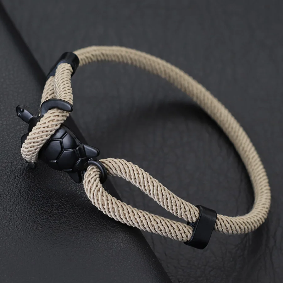 Nautical Turtle Nylon String Man Bracelet Apparel Accessories Sliding Adjustable Handmade Weaven Wrap Braslet Casual Homme Joias