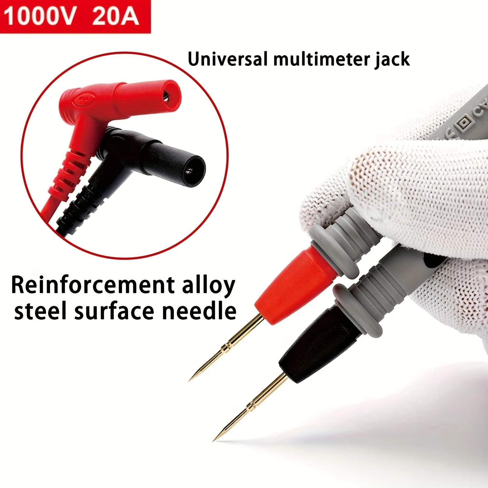 1 คู่ซิลิโคนสีแดงมัลติมิเตอร์ทดสอบชุดสายเคเบิล,20A 1000V ไฟฟ้า Probe สาย, ใช้งานร่วมกับมัลติมิเตอร์ 99%