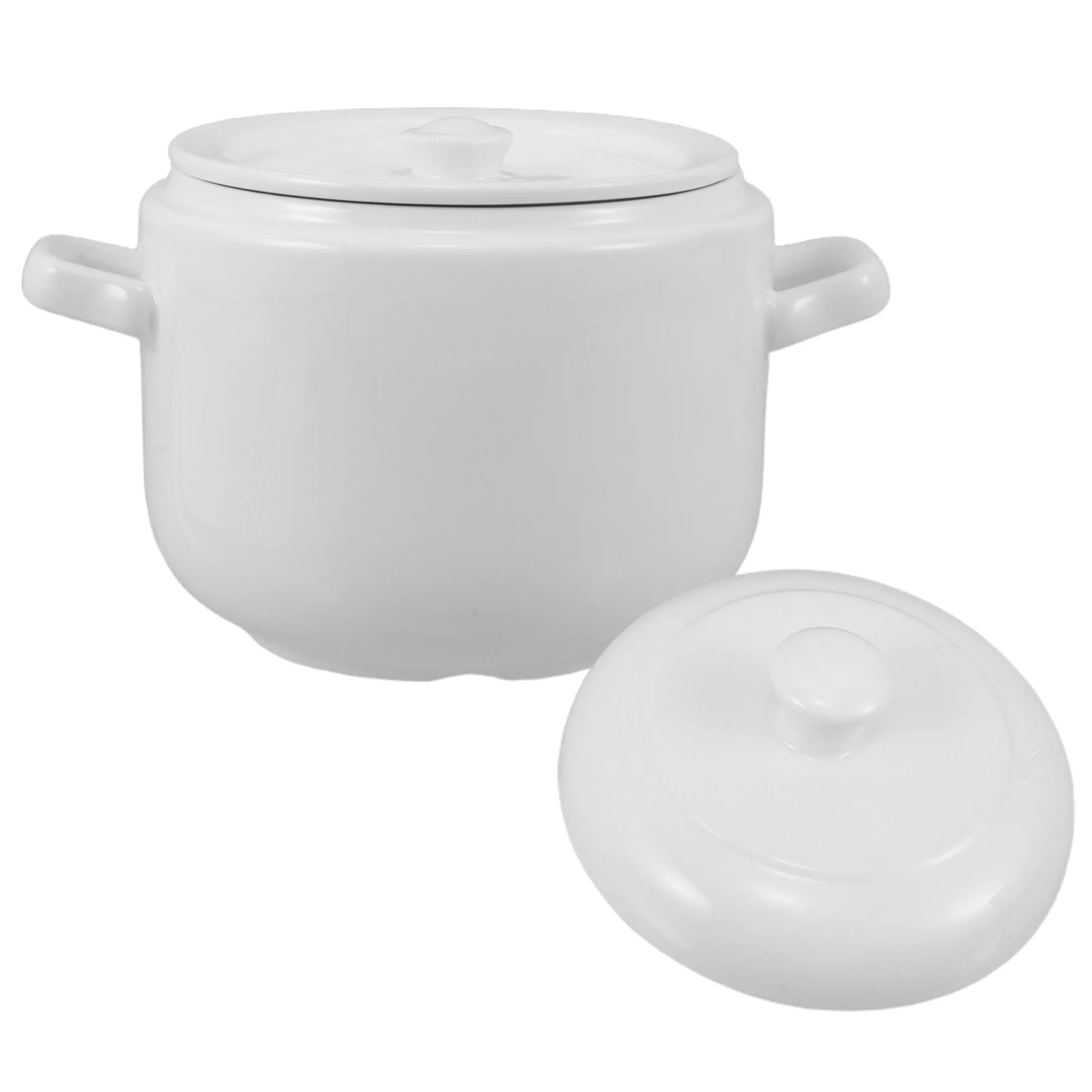 

White Porcelain Soup Pot Stew with Lid Ceramic Cup for Steaming Small Pots Cooking