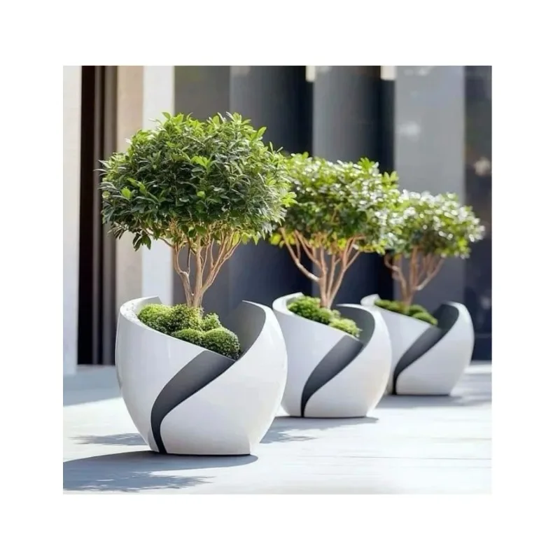 

Modern FRP Tree Planter Flower Pot with Chair Design Nursery Home Shopping Mall Customized Color Painted plant stands