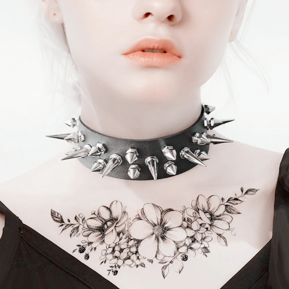 Punk Spike Rivets Stud Choker Necklace PU Leather Rock Gothic Chokers Collar Goth Harajuku Anime Girl Sexy Jewelry X636c